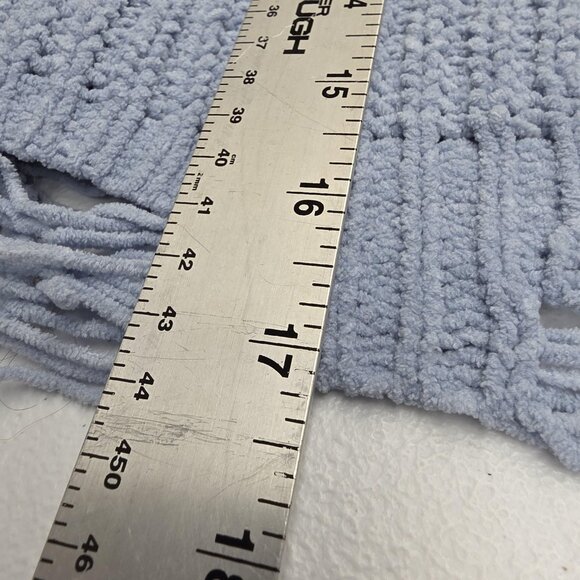 Hazel Moon Sweater Womens Medium Blue Distressed V-Neck Lace-Up Back Cropped - Picture 11 of 11